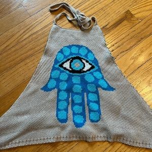 Hamsa knit halter crop top size medium